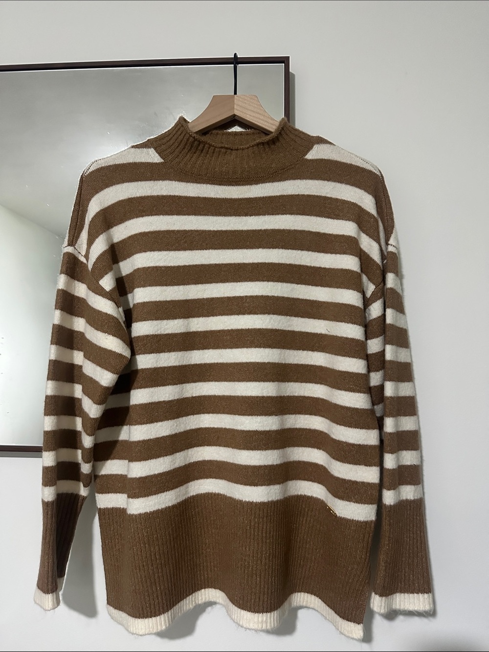Jones New York Brown and Cream Striped Sweater